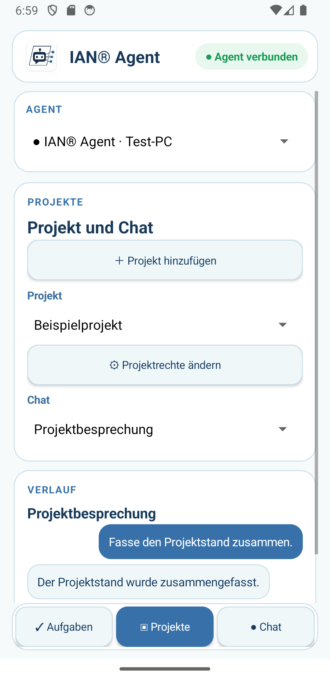 IAN® Agent Remote auf Android